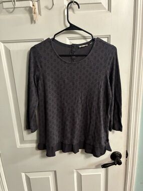 Fat Face Charcoal Gray Eyelet Peplum Long Sleeve Top